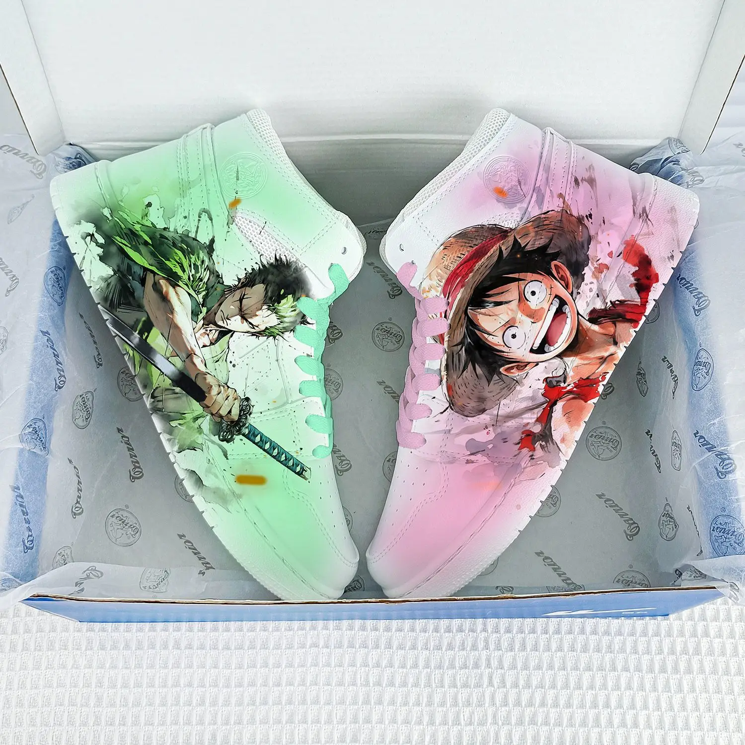Novelty Mismatched Design Print Skate Shoes for Men Women Low Top Lace Up Breathable Casual Board Shoes Street Style Sneakers