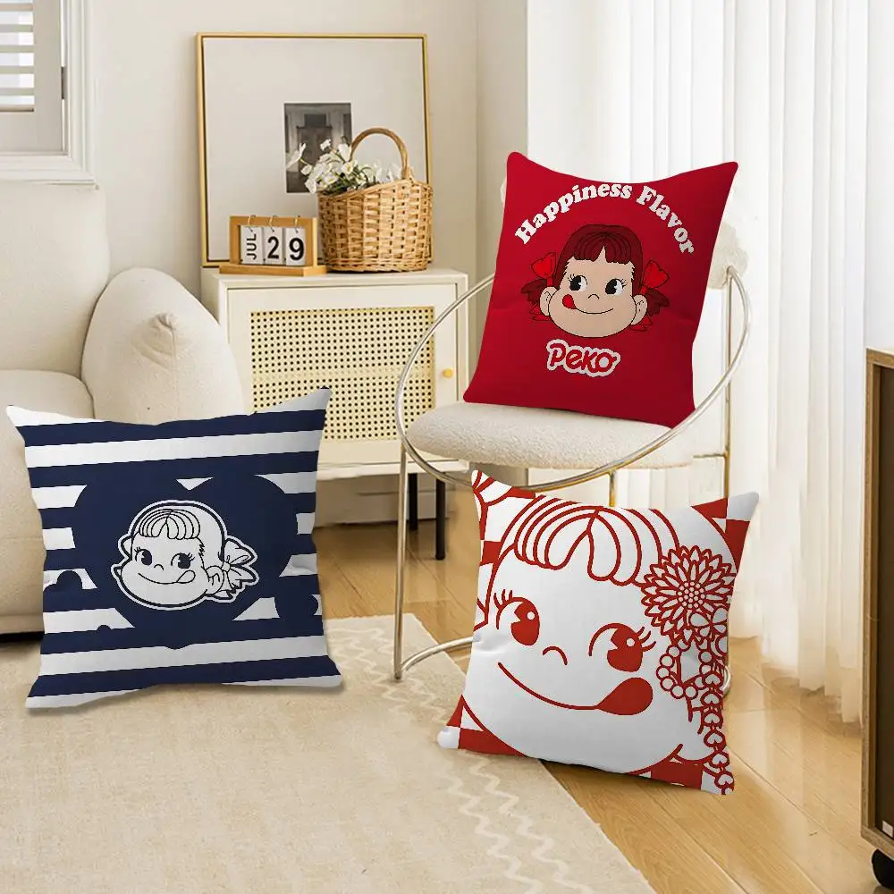 CUTE M-Milky P-Peko-chan Game Decorative Room Aesthetics Pillow Case Home Decor Bedroom Sofa Bed Couch Pillow Cover 45x45
