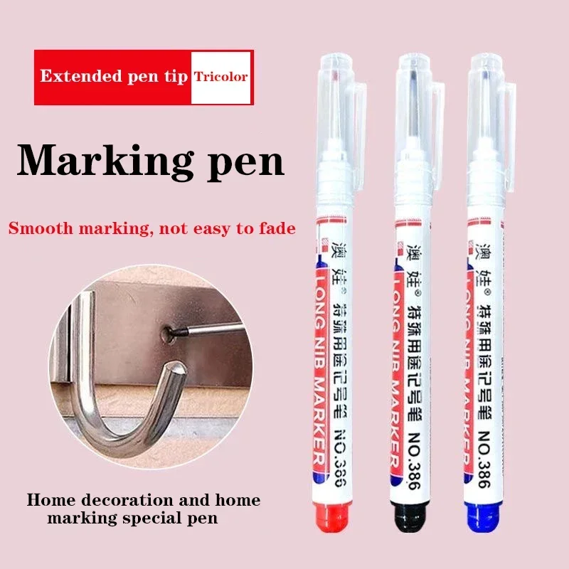 10Pcs 20mm Deep Hole Long Nib Markers – Waterproof Perforating Pens for Metal, Woodworking & Decoration Marking