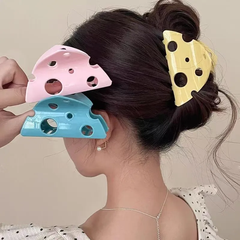 Lustige Käse-Haarspange, kreative Scheiben-Haarklammer, Haifisch-Haarspange, Mädchen-Haarklammer, dreieckige hohle Haarspange, Haar-Accessoires