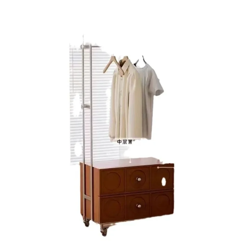 European-style bedroom home, solid wood coat rack, floor-to-ceiling multi-function, movable storage cabinet