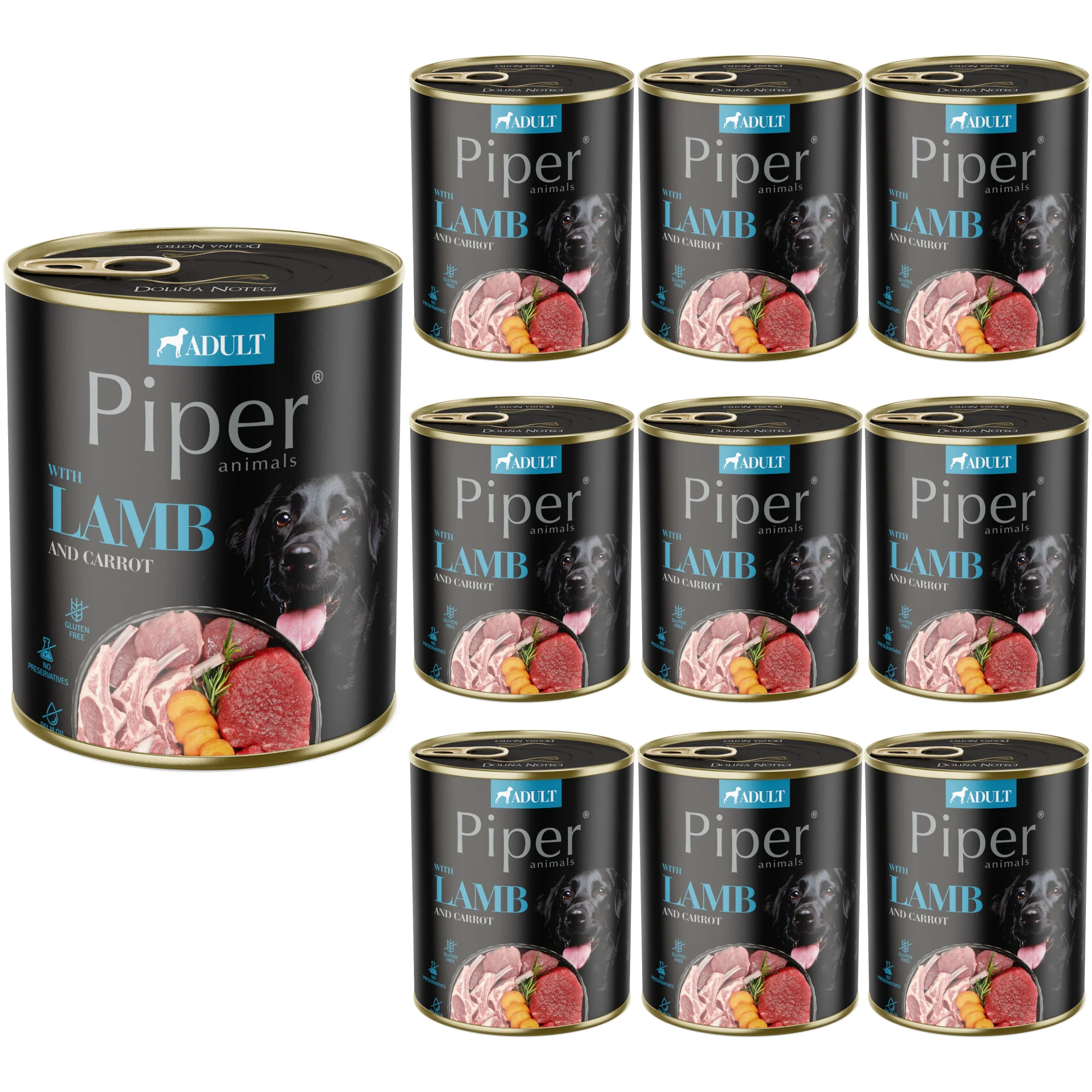 10x PIPER Dog Wet Food with Carrot Lamb and Brown Rice 800g