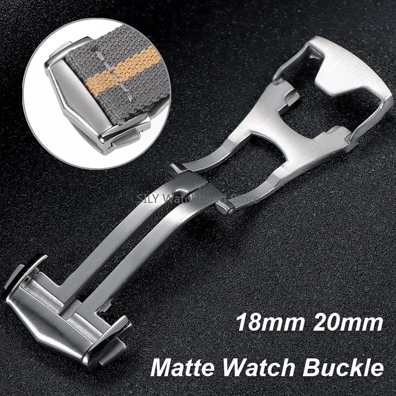 Double Press Folding Buckle 18mm 20mm Matte Deployment Clasps Brushed Stainless Steel Watch Buckles Butterfly Button Accessories