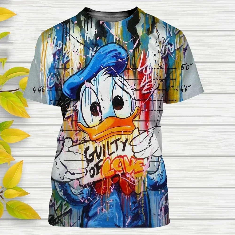

2024 Summer Disney Donald Duck Graphic 3d Print T-shirts Cartoon Anime Casual Streetwear Boy Girls Fashion T-shirt Tees Tops
