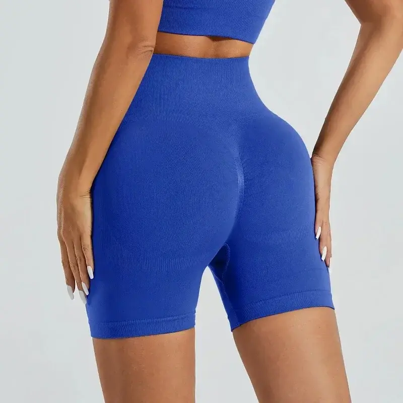 Summer High Waisted Yoga Shorts for Women Fashionable and Sexy Running Fitness Pants Solid Color Yoga Leggings Elastic Tights - 5