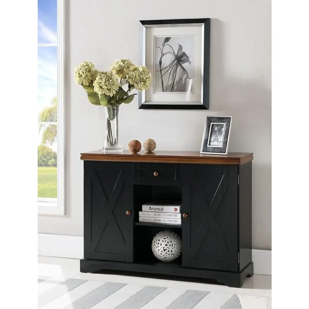 

KB Designs - Sideboard Buffet Server Console Table with Storage Cabinet, Black/Walnut