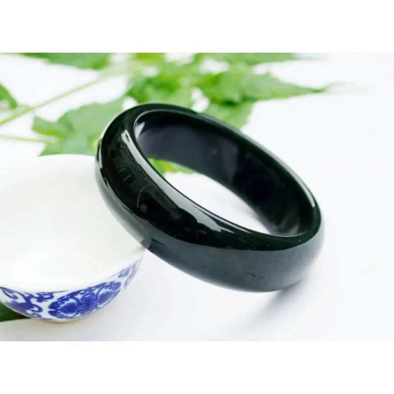 Bracelet Xinjiang Hetian Dark Jade Women's Widened