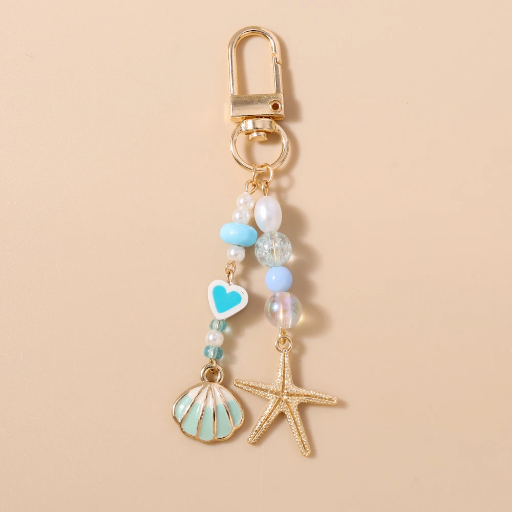 Aihua Niedlicher Seestern-Schlüsselanhänger für Frauen und Mädchen, Schicker Sommer-Strand-Schlüsselring, Anhänger für Handtaschen-Deko, DIY Handgemachter Schmuck, Geschenk – Detail 11