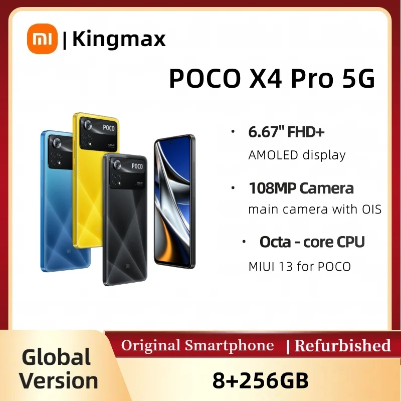 Used POCO X4 Pro 5G Smartphone 6.67'' AMOLED Screen  5000mAh Battery 120Hz 108MP main camera Used phone Ship From Mexico