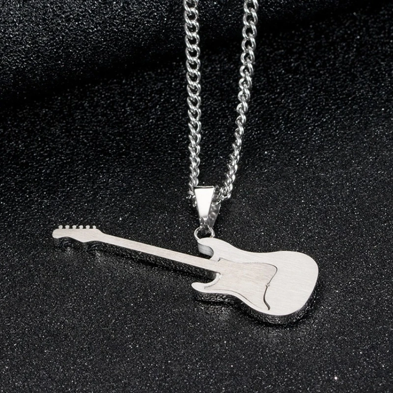 Gitarre Instrument Anhänger Titan Stahl Männer Frauen Personalisierte Mode Halsketten Boutique Schmuck Musik Party Geburtstag Geschenk – Detail 6
