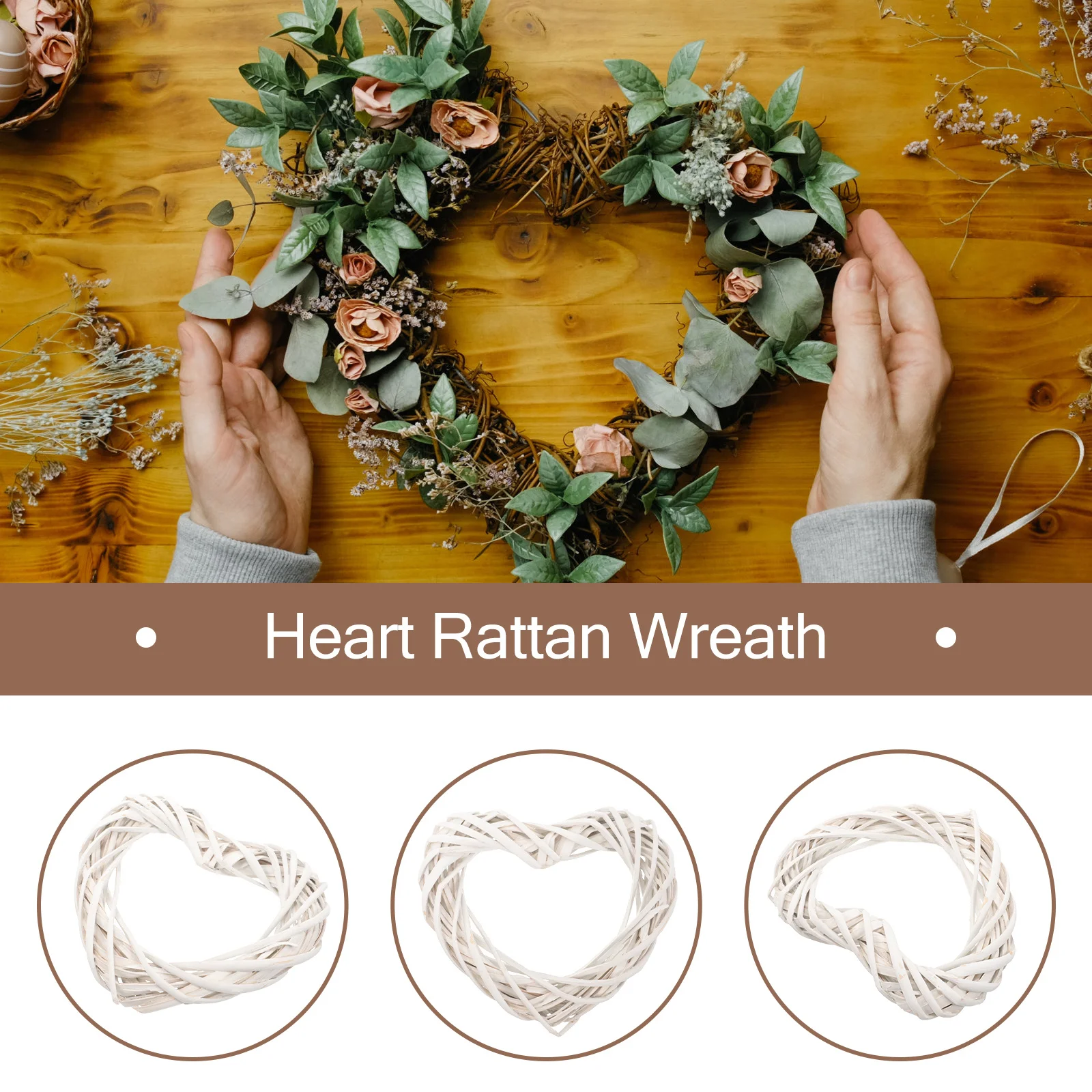

Natural Heart Rattan Wreath Frame DIY Garland Material Christmas Wreath Making Ring Door Wall Hanging Ring Handwoven Vine