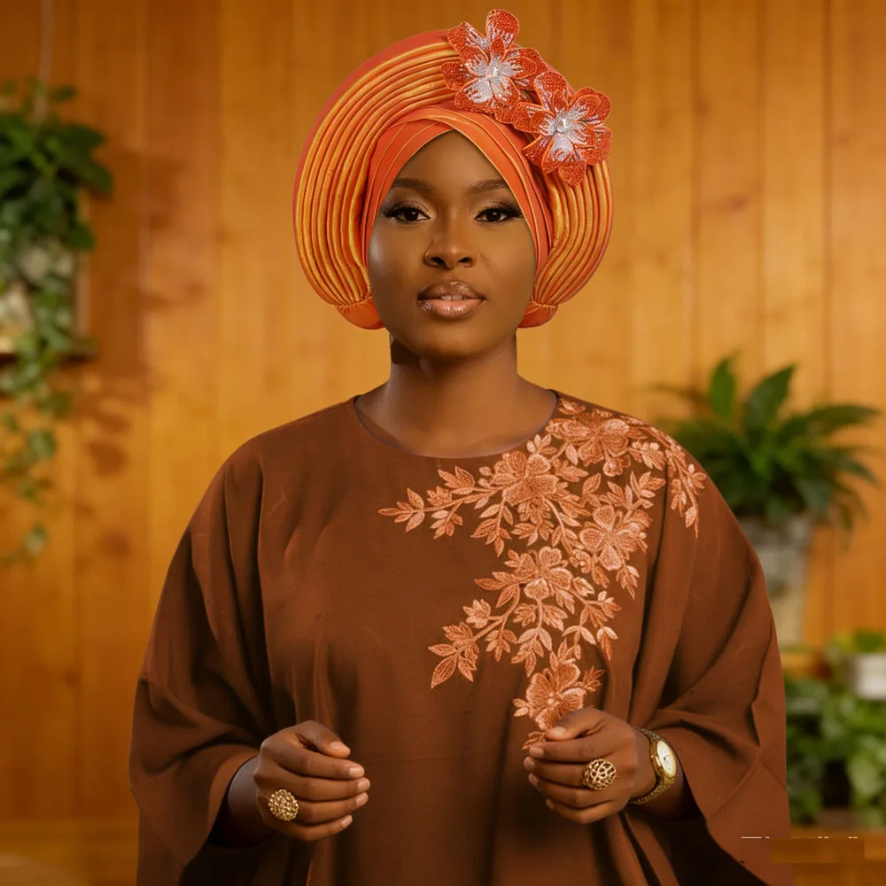 

Мусульманские женщины, африканский гелевый тюрбан, мятый хиджаб, шляпа, повязка на голову, тюрбан, платок для Нигерии, повязка на голову для свадебной вечеринки