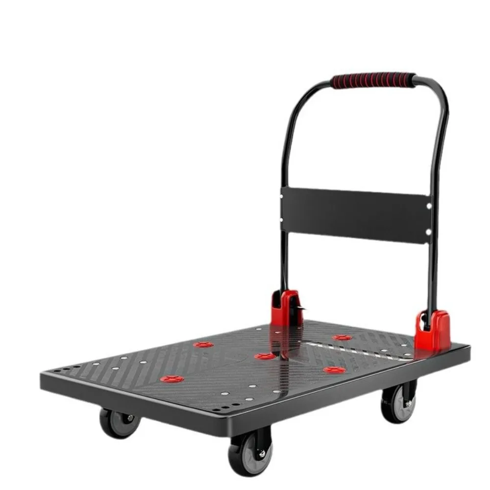 Flat cart cart household handling hand cart shopping mall pull truck silent folding cart trailer