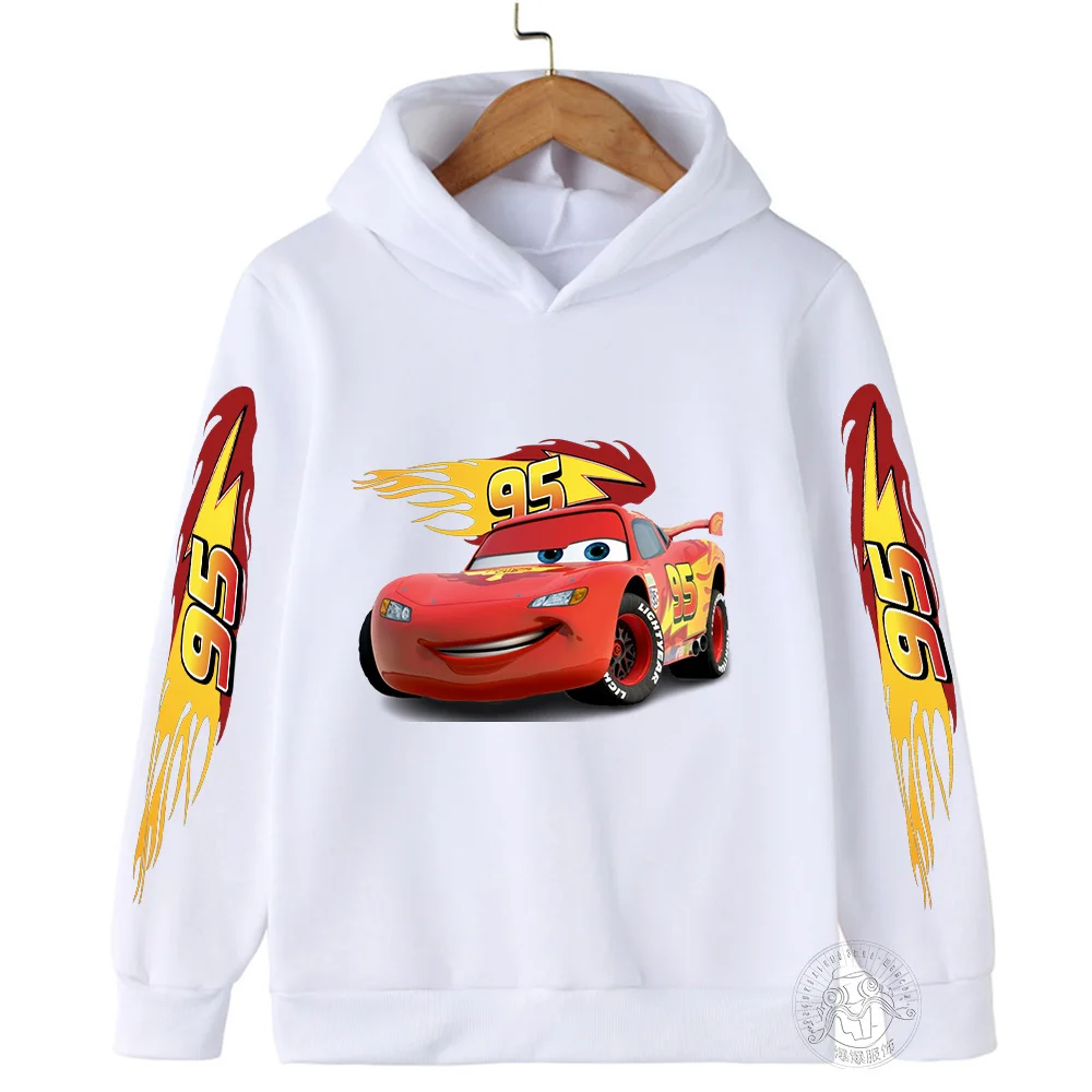 Adult/Kids Autumn and Winter Disney Car Lightning McQueen Cartoon Children's Hoodie+Pants Anime Kawaii Casual Boys and Girls Set