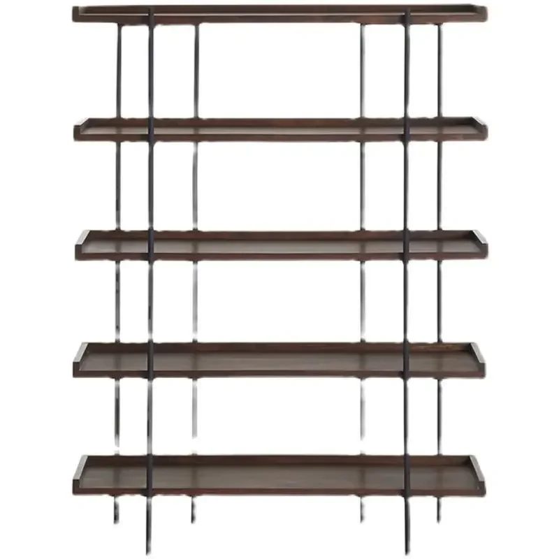 

living room floor-to-ceiling multi-layer bookshelf, American small apartment home display rack, solid wood