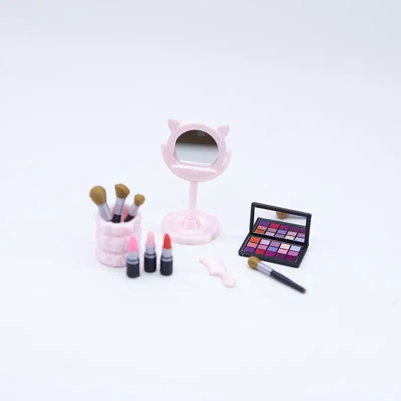 1Pcs Miniature Dollhouse Makeup Brush Toy Simulated Cosmetic Accessory For Doll Pretend Play Scene Decoration Gift Set