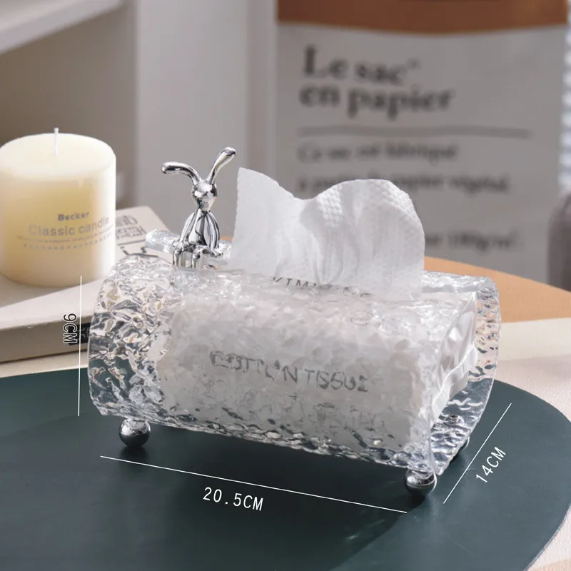 Crystal Pattern Tissue Box Household Living Room Coffee Table Light Luxury Suction Paper Box Wall Hanging Bathroom Tissue Box