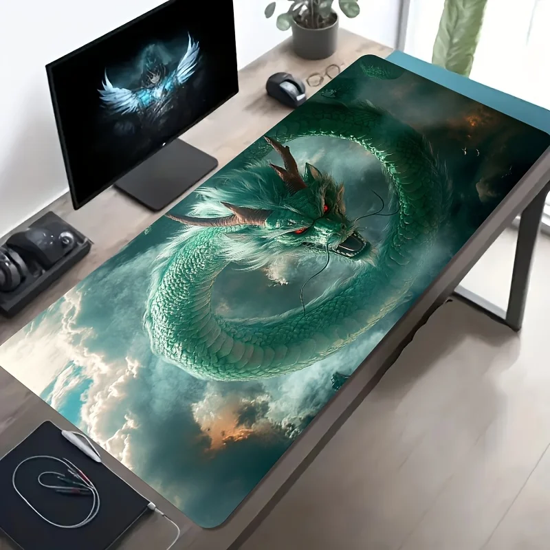 CIFBUY Large Gaming Mouse Pad, Teal Dragon Cloud PatternExtended Desk Mat for Office Home Workstation Accessories
