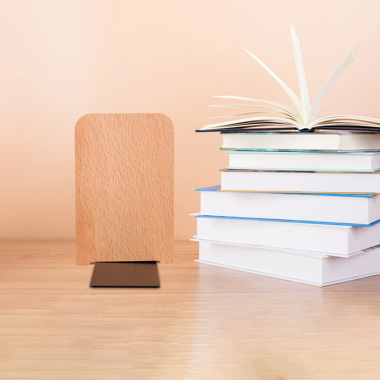 

L Shaped Book End Farmhouse Wooden Bookends Wood Metal Construction For Organizing Books Dvds Documents Office Home