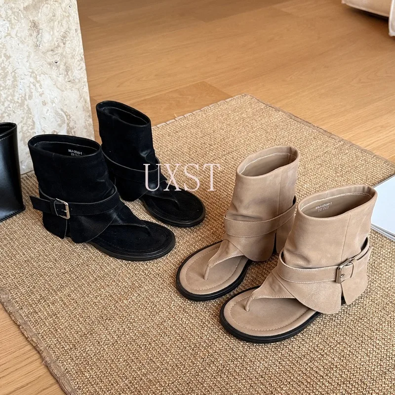 أحذية نسائية قصيرة أحذية الكاحل الارتفاع زيادة الأحذية النسائية الأحذية المسطحة، مشبك قصير على الصنادل الأحذية الأحذية النسائية الوجه يتخبط