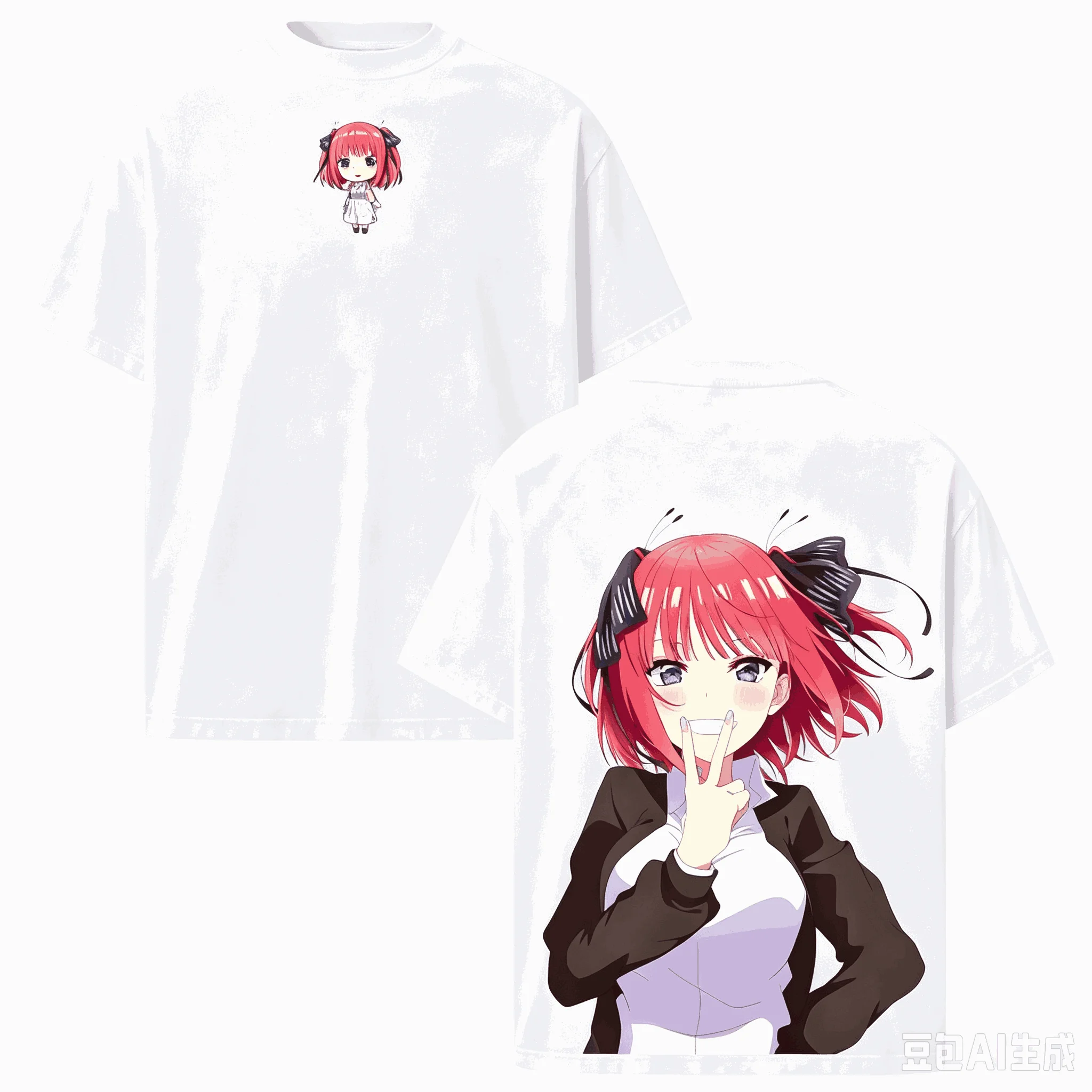 Heißer Verkauf Anime The Quintessential Quintuplets Nakano Nino Print T-Shirt für Männer und Frauen Harajuku Y2K Gothic Baumwolle Oversized T-Shirt – Detail 3