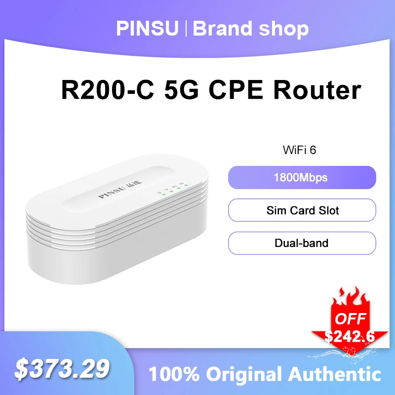 

Оригинальный маршрутизатор PINSU R200-C 5G CPE, двухчастотный усилитель сигнала с гнездом для Sim-карты, большой радиус действия, гигабитный Wi-Fi ретранслятор