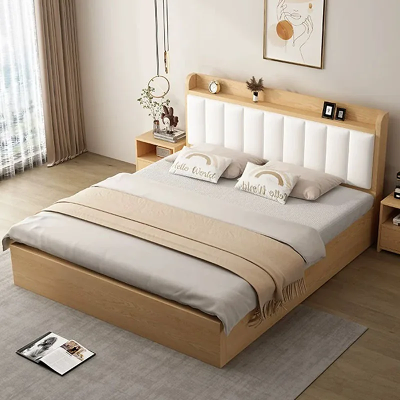 Modern Queen Bed Luxury Wooden Design Beauty Space Saving Safe Sleeping Bed Princess European Letto Matrimoniale Home Furniture
