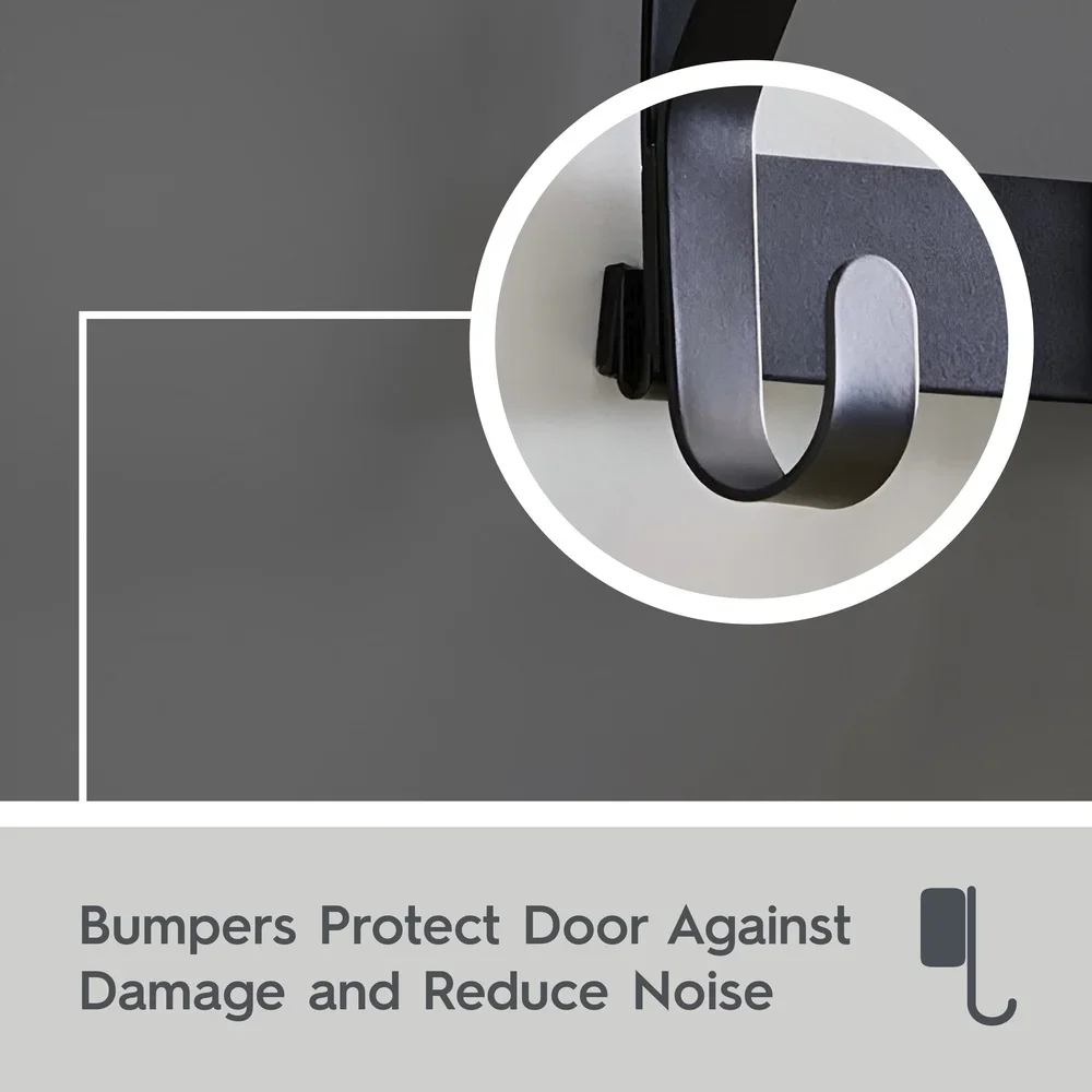 Tool-Free Installation Over-the-Door Hook Rack 3 Double Hooks Steel Bathroom Space Saver