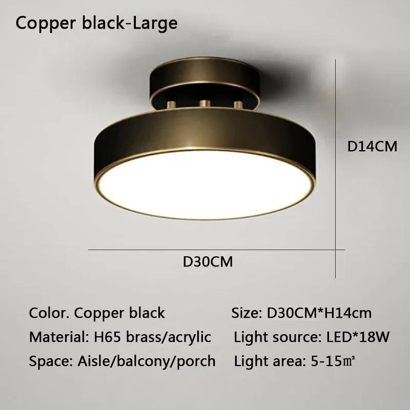 Moderne Led Plafondlamp Koperen Lamp Voor Slaapkamer Woonkamer Licht Nordic Ronde Goud Zwart Entree Gang Gangpad Decor Armatuur