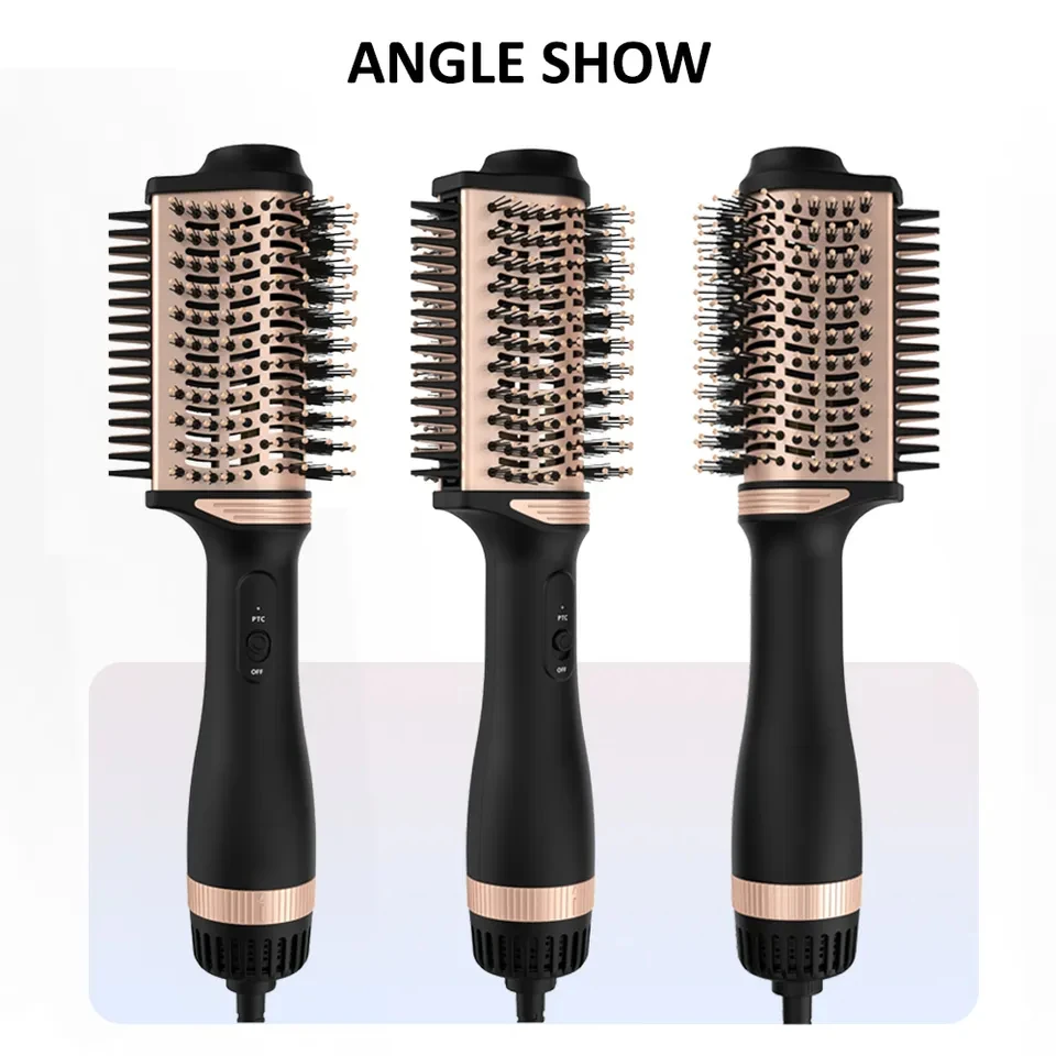 Professional 3 in 1 Hot Air Brush 1000W Electric One Step Hair Dryer Ionic PTC Rotating Nylon Hair Brush for Household Hotel Use