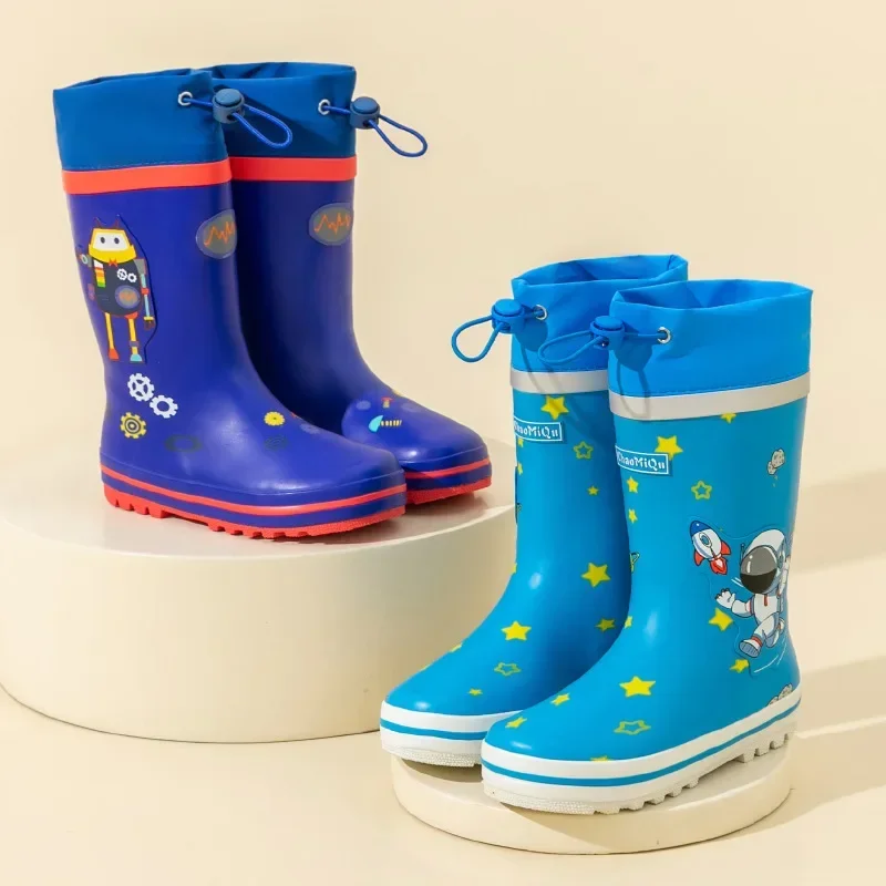 Anti-Slippery Rain Boots Kids Fashion Casual Waterproof  Boys Girls Print Cartoon Children EVA Soft Soles Shoes 2023 Summer