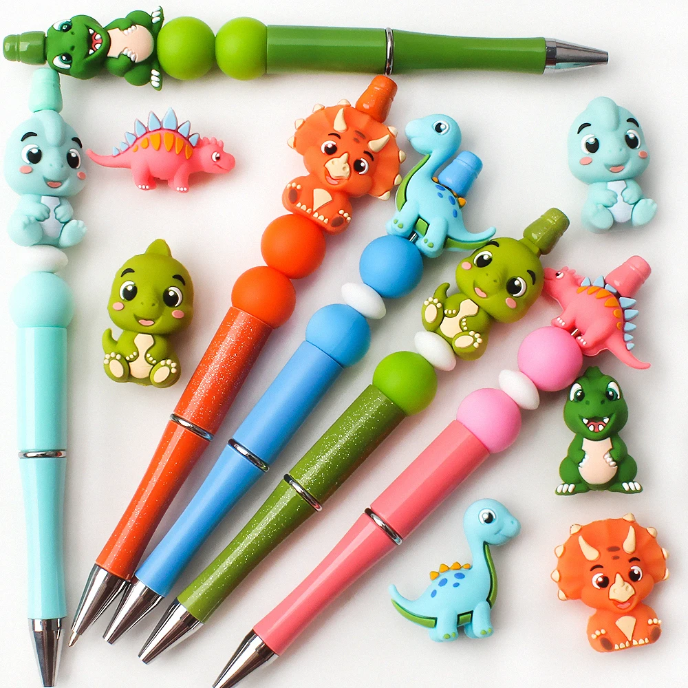 5/10/20/50PCS 3D Dinosaur Silicone Beads Animal Focal Beads  for Keychain Jewelry Bracelet Necklace Handmade Crafts Making
