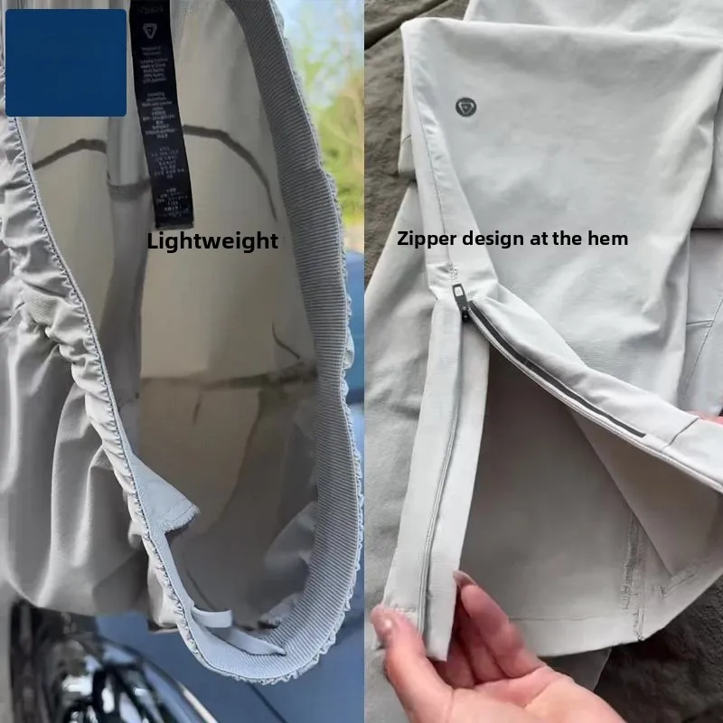 

Summer Outdoor High Elastic Ice Silk Qui Dry Slimming Men's Casual Pants Zipper Straight Leg Busin Gentleman Sle Fai...