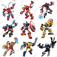 New Marvel Avengers Combat Mech Figure Robot Armor Building Blocks Kits Bricks Classic Superhero Movie Model Kids Toys Boy Gift