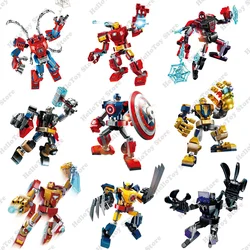 Nieuwe Marvel Avengers Combat Mech Figuur Robot Armor Bouwstenen Kits Bricks Classic Superhero Movie Model Kinderen Speelgoed Jongen Gift