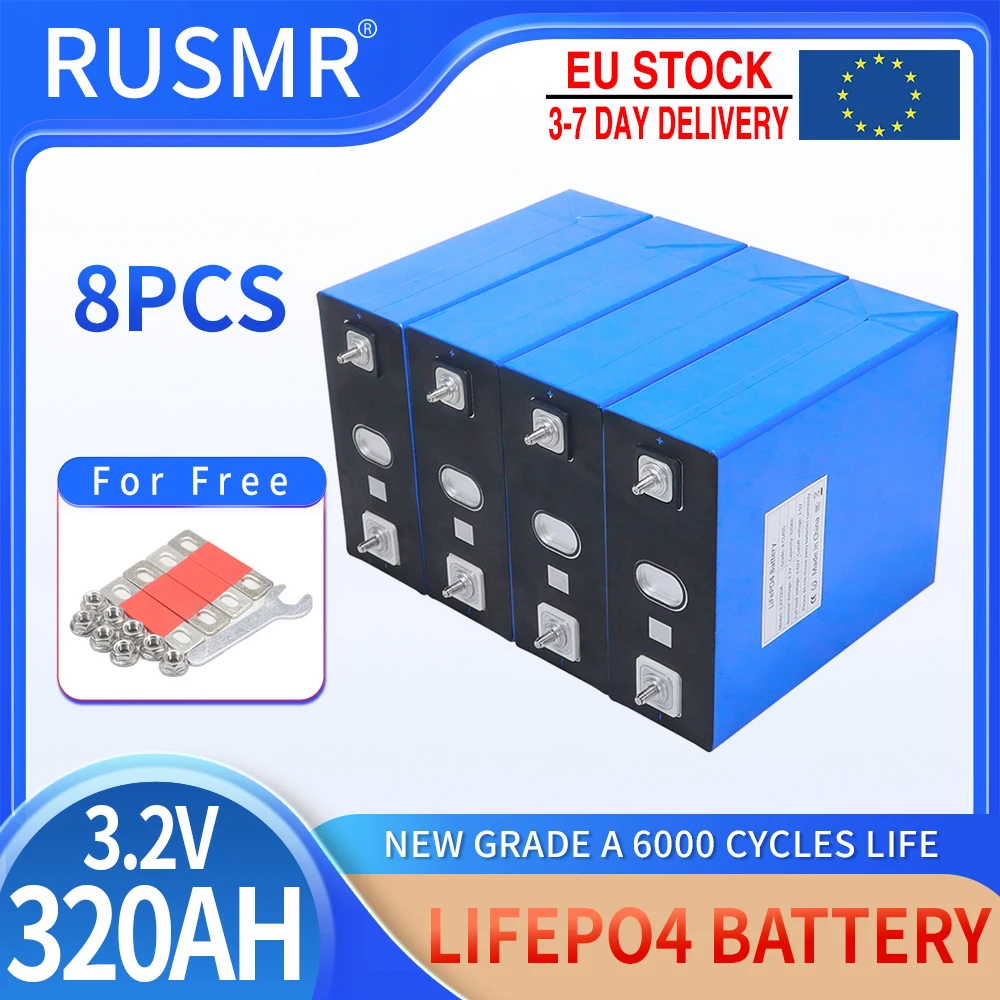 8 Stück 3,2 V 320ah Lifepo4 Lithium-Eisen-Phosphat-Batterie DIY 12V 24V 36V 48V Klasse eine