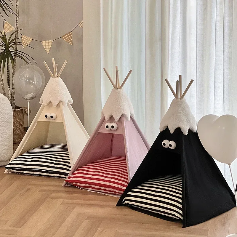 Autumn Winter Cat Bed Four Seasons Tent Universal Semi-Enclosed Cat Dog Bed Pet Supplies Removable Christmas