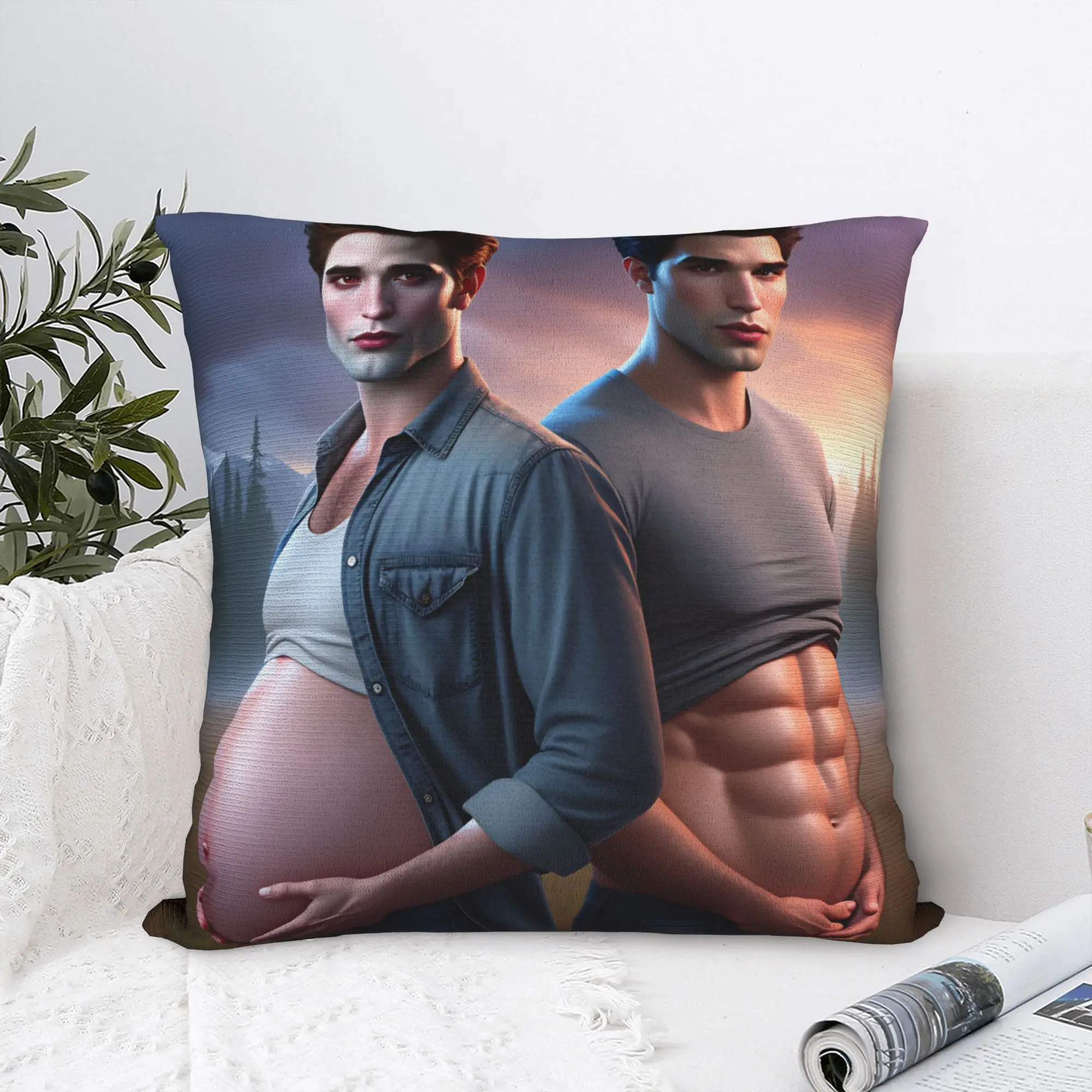 Pillow Case Twilight Saga Edward Bella Comfy  Pillow Cover For Sofa Home Decoration Kawaii Pillowcases