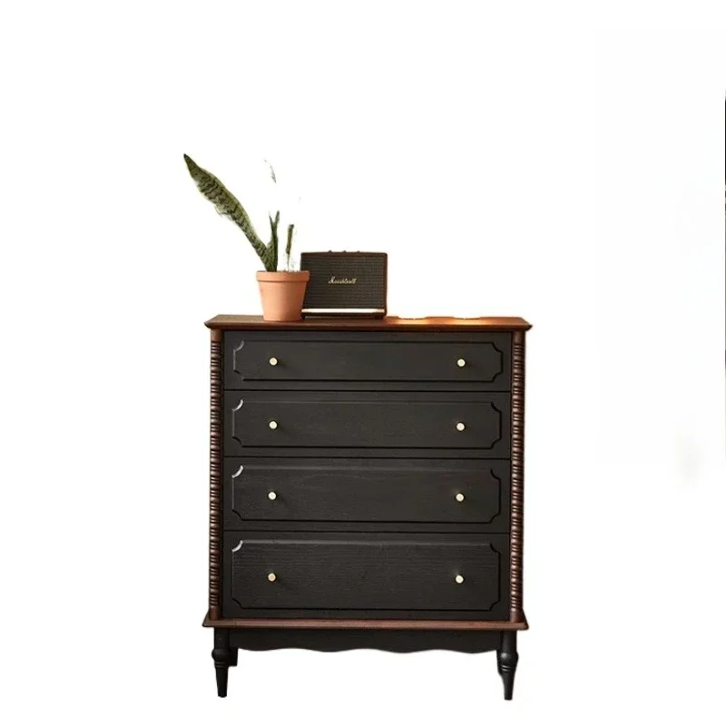 

French retro living room bedroom locker, solid wood four-bucket small apartment drawer cabinet