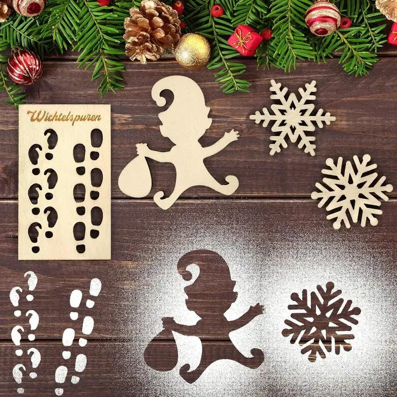 Gnome Stencil Footprints Footprint Template Window Decorations Mini Gnome Stencil Footprints Gnome Door Accessories Christmas