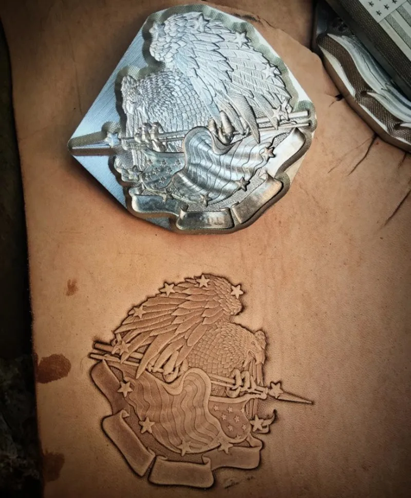 

American Eagle 3D Leather Stamp - Biker Culture Embossing Die | Aircraft Aluminum Alloy Heavy Duty Mold for Leathercraft