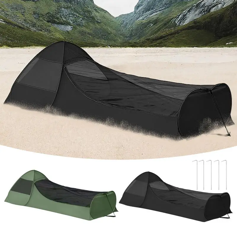 Instant Screen Tent For Camping Sleeping Bag Portable Double Zipper Bed Canopy Breathable Large Space Shelter Camping Gear For