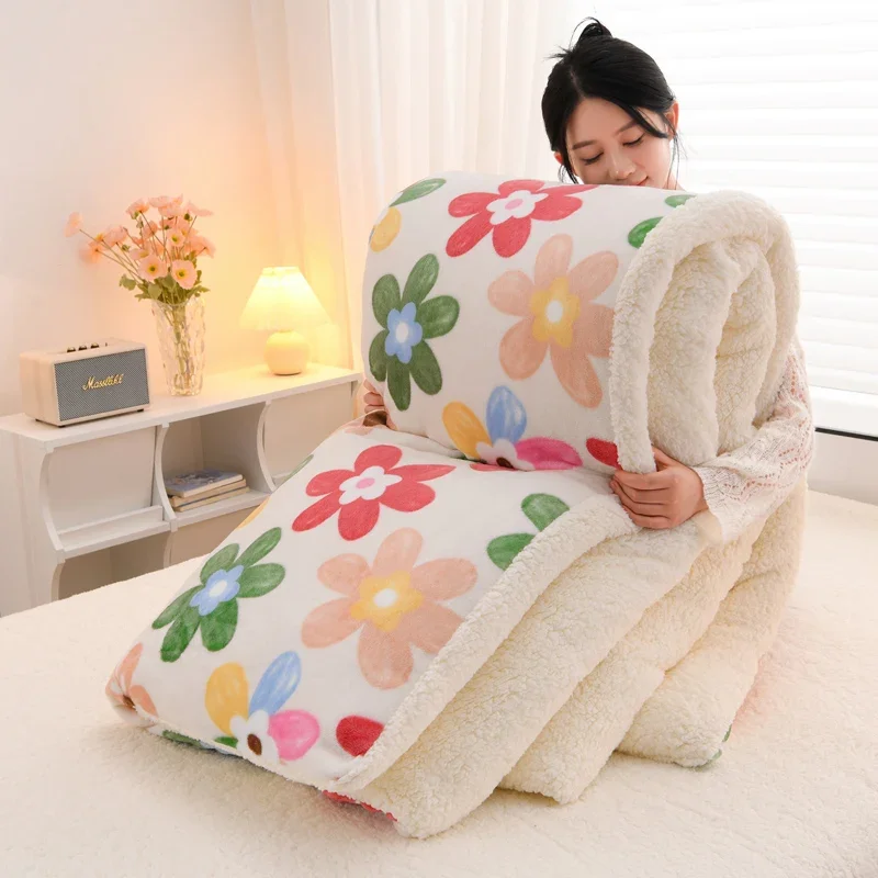 New Super Thick Keep Warm Autumn Winter Blanket Lambswool Thicken Warmth Bed Blankets Milk Velvet Soft Fluffy Duvet Comforter