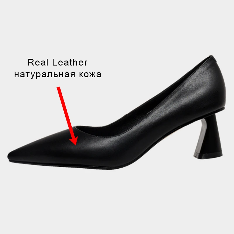 JOZHAMTA Size 34-43 Women Pumps Real Leather 2023 Spring High Heels Shoes For Woman Work Sexy Solid Office Lady Party Footwear