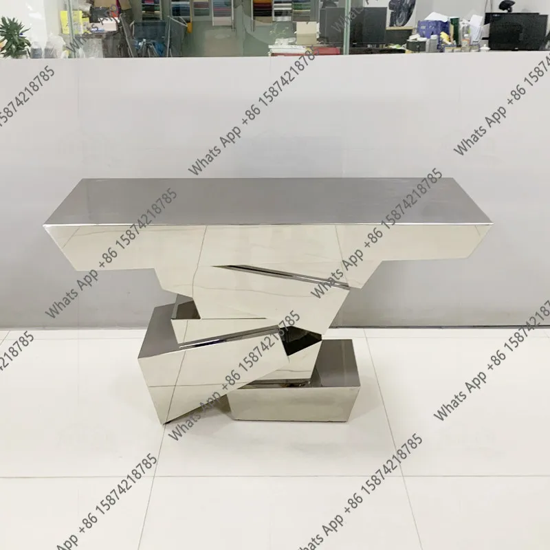Light luxury entrance table Stainless steel heterosexual creative entrance table Sofa back cabinet Rectangle entry wall narrow