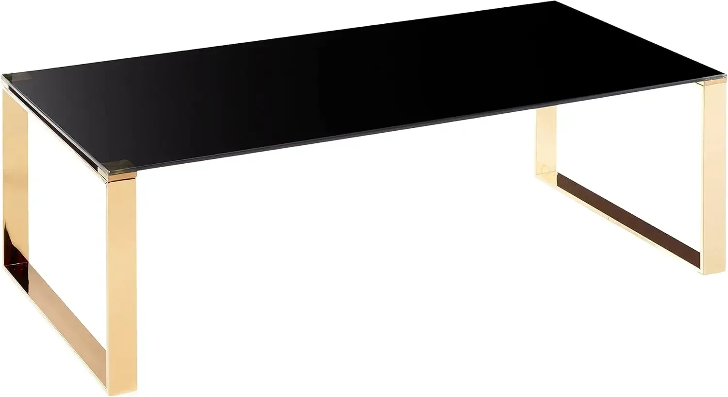 Remini Coffee Table, Gold Metal and Black Glass