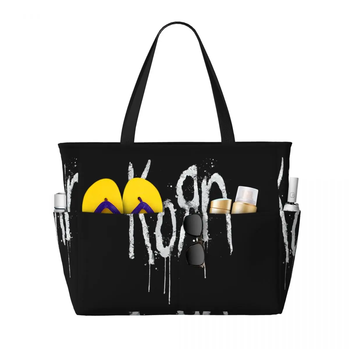 Bolso de mano grande para mujer, estilo Korn Band, para playa, deporte, gimnasio, yoga, viajes, fitness