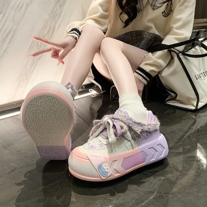 5cm kawaii Sommer lässig atmungsaktiv Sneaker für Frühlings frauen erhöht dicke Sohle Skateboard Schuhe Modetrend Brot Schuhe