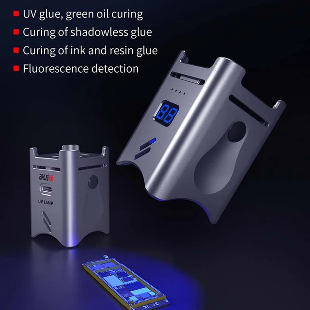 Lampa utwardzająca Aixun UV z wbudowanymi wentylatorami chłodzącymi akumulator Płyta główna BGA Ekran LCD Zielona lampa utwardzająca olej Obsługa ładowania typu C