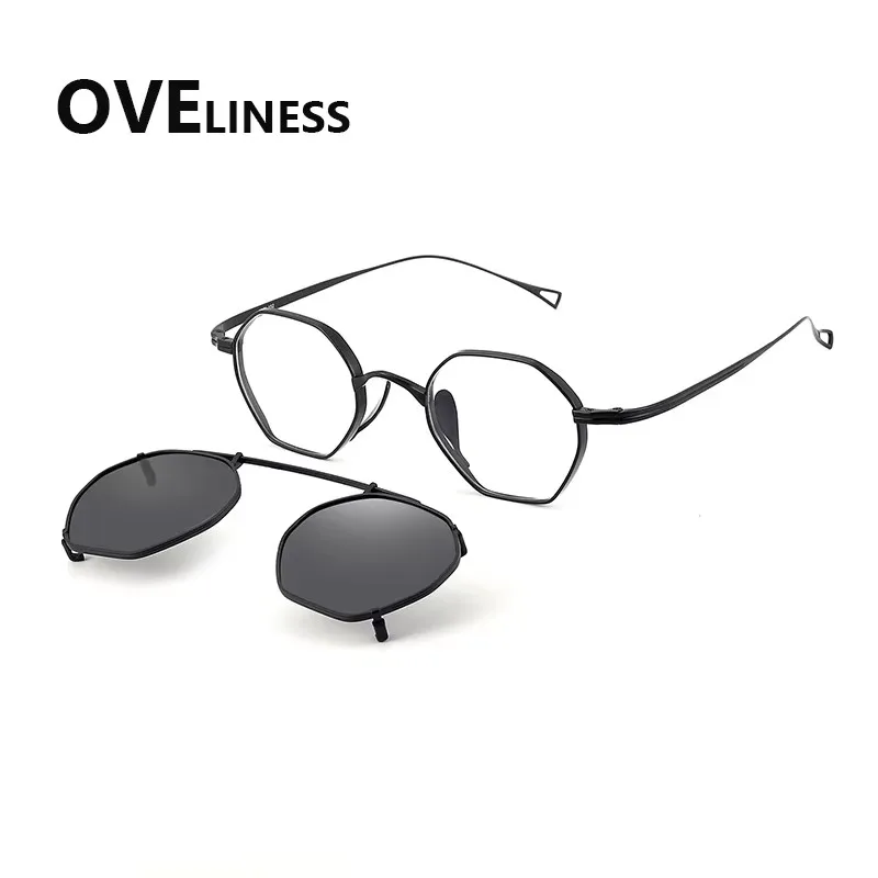 Pure titanium square glasses frame Eyeglasses frames men women Polarized Magnet Clip sunglasses Eyewear spectacles